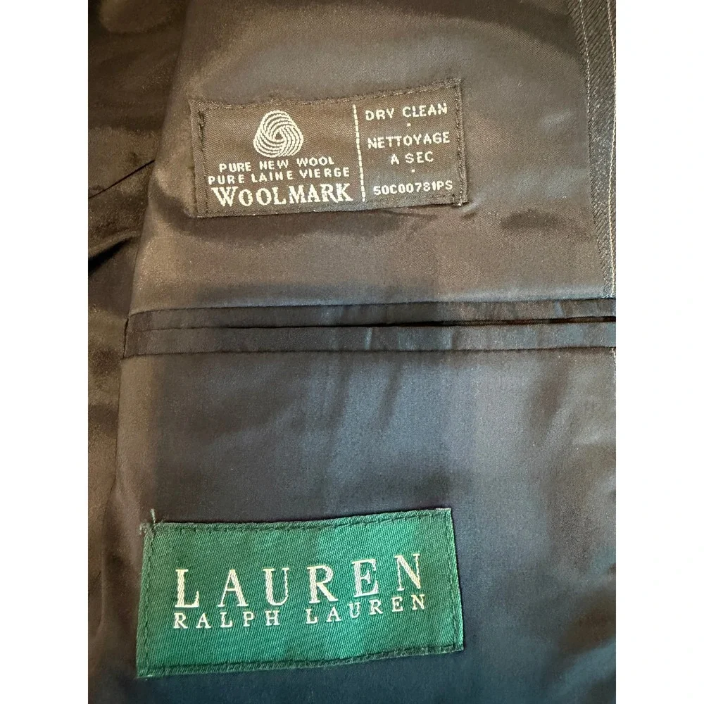 Lauren Ralph Lauren Mens Pinstripe PURE Wool Suit Blazer Pants 38W x 30L